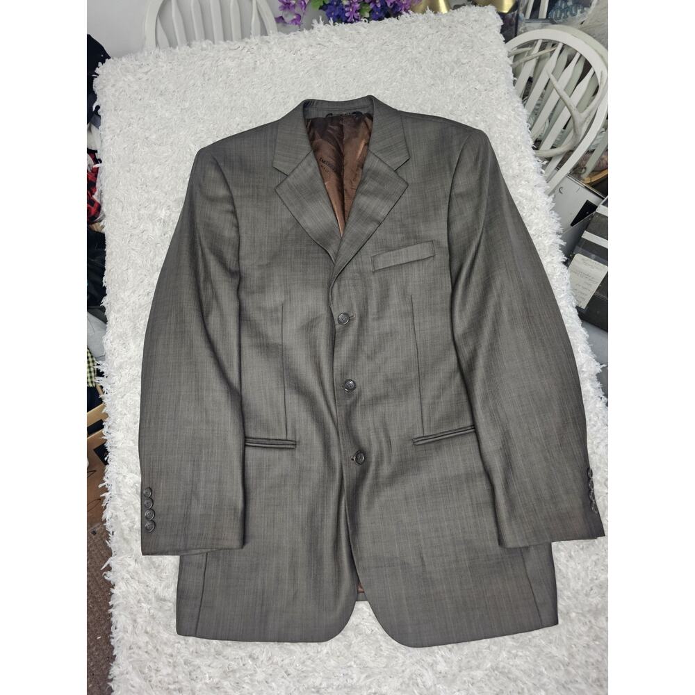 Caravelli Paris 3B Men's Blazer 40R Brown Gray Textured Superior 150's Suit Coat